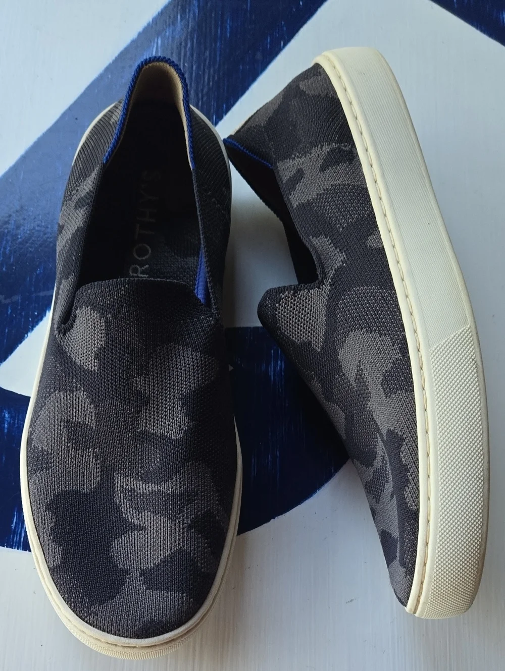 Rothy's The Original Gray Camo Slip-on Sneaker Size 9